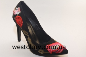 Туфли черный экко-замш женские 9053-1