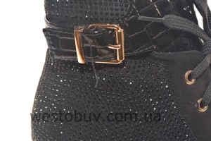 Зимние лаковые ботинки для женщин на шнурках 029SA