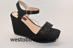 Черный экко-замш женские босоножки A3529-1b