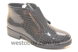 Лаковые женские ботинки низкий каблук 575-4