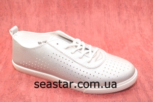 Мокасины для женщин серебристого цвета 86-141b