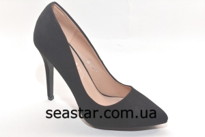 Женские туфли из черного замша ZL-07a