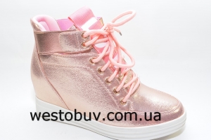 Розовые женские  сникерсы на танкетке 50-3