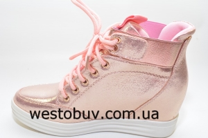 Розовые женские  сникерсы на танкетке 50-3