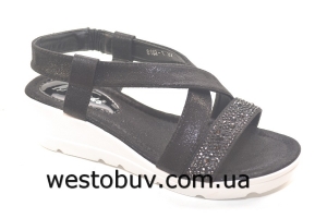 Босоножки женские  стразы черные 8162-1
