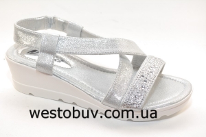 Женские босоножки серебристые 8162-2