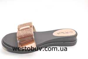 Золотистые шлепанцы женские XQ55002a