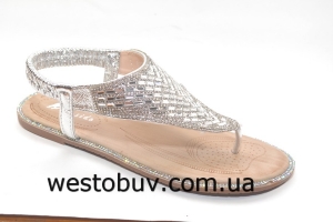 Босоножки женские серебристые стразы 8157-2