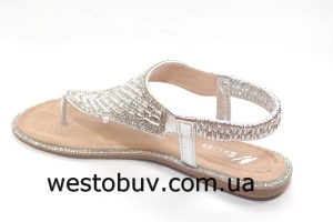 Босоножки женские серебристые стразы 8157-2