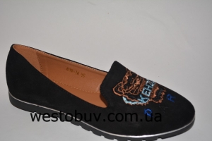 Черные балетки женские  016-10