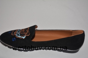 Черные балетки женские  016-10