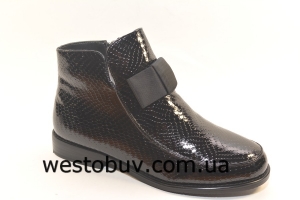 Женские лаковые ботинки ленточный бантик CT787