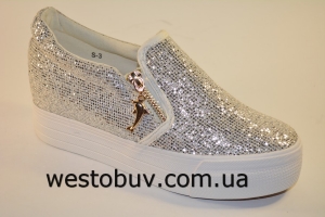Слипоны молодежные женские с блесками S3 b