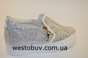 Слипоны молодежные женские с блесками S3 b
