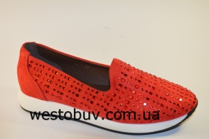 Мокасины красные женские модные N2-2