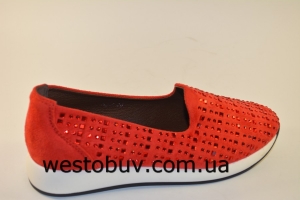 Мокасины красные женские модные N2-2