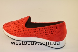 Мокасины красные женские модные N2-2