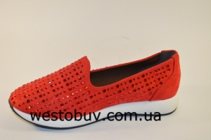 Мокасины красные женские модные N2-2