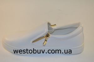 Женские модные белые мокасины  B107c