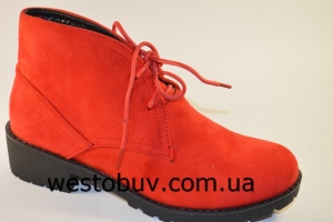 Женские ботинки из красной замши  GG 28
