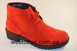 Женские ботинки из красной замши  GG 28