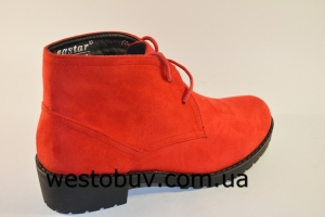 Женские ботинки из красной замши  GG 28