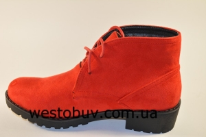 Женские ботинки из красной замши  GG 28