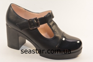 Туфли черные женские лаковый носочек F1-1