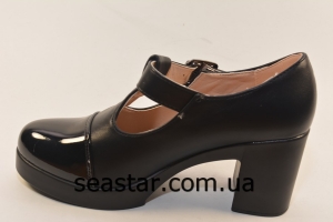 Туфли черные женские лаковый носочек F1-1