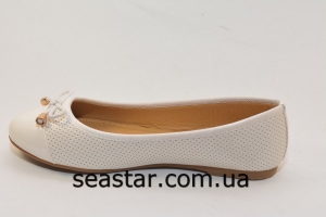Белые балетки с бантиком -2