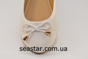 Белые балетки с бантиком -2