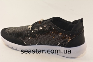 Кроссовки для женщин в черных пайетках BSO32