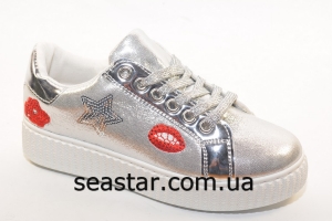 Стильные слипоны серебристого цвета J01-1