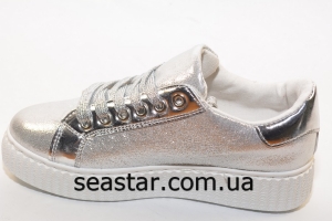 Стильные слипоны серебристого цвета J01-1