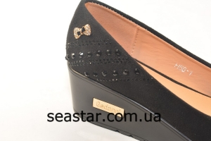 Женские черные туфли экко-замш H56-1