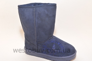 Зимние женские угги апликация из синих стразиков 501b