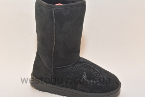 Зимние женские угги апликация из черных стразиков 501a