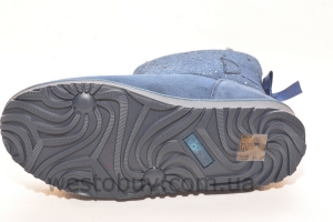 Зимние низенькие женские угги в синих стразах R105