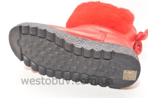 Зимние женские угги красный натаральный мех XD-09b