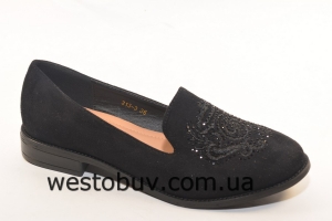Туфли женские с вышивкой и стразами 313-3