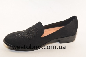 Туфли женские с вышивкой и стразами 313-3
