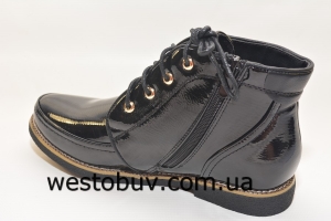 Женские  лаковые ботинки на шнурках K02103