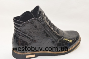 Лаковые ботинки с декоротивной шнуровкой K02033