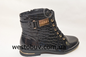 Лаковые ботинки золотистая пряжка1198-2c