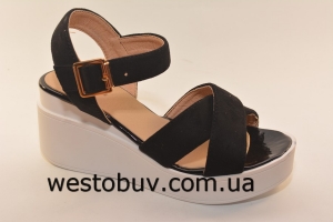 Женские босоножки белая танкетка 351-1