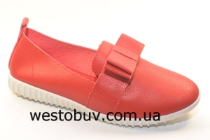 Красные мокасины с бантиком H8360
