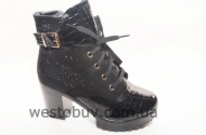 Зимние лаковые ботинки для женщин на шнурках 029SA