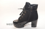 Зимние лаковые ботинки для женщин на шнурках 029SA