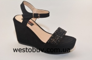 Черный экко-замш женские босоножки A3529-1b