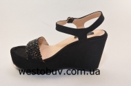 Черный экко-замш женские босоножки A3529-1b